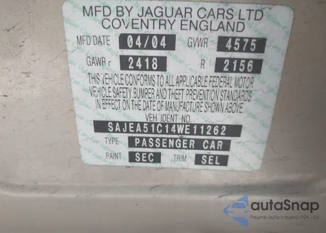 2004 Jaguar X-Type 3.0 z USA, uszkodzony, nr VIN SAJEA51C14WELL262